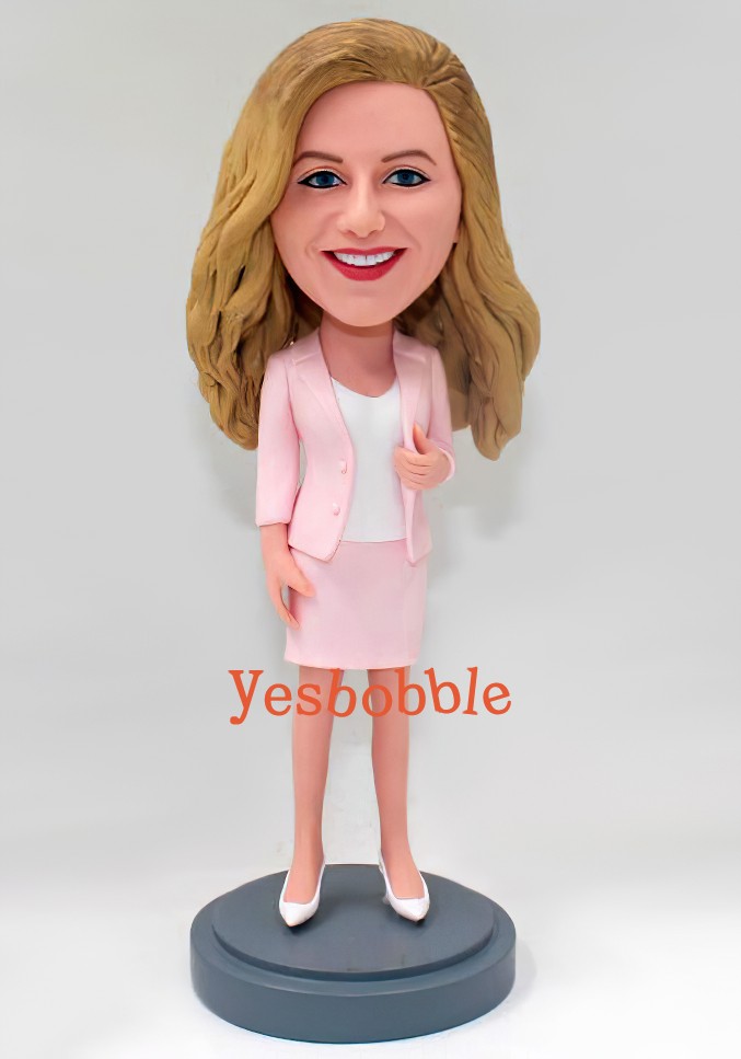 Beauty Green Dress Bobblehead - Elegant Woman Figurine main image 1